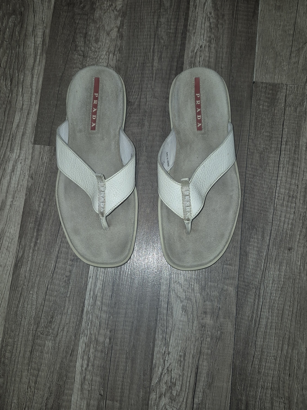 Prada White Leather Thong Sandals